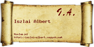Iszlai Albert névjegykártya