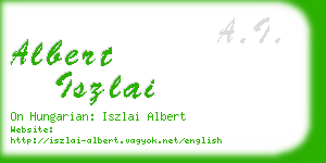 albert iszlai business card